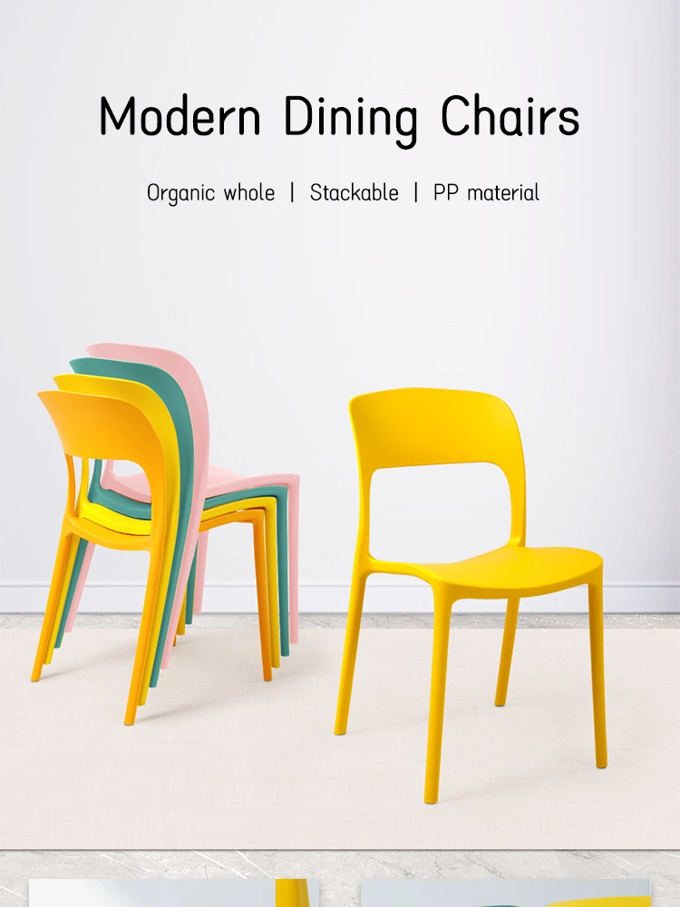 Modern White PP Plastic Stackable Dining Room Furniture Coffee House Dining Chairs Nordic Colorful Dining Chair for Home