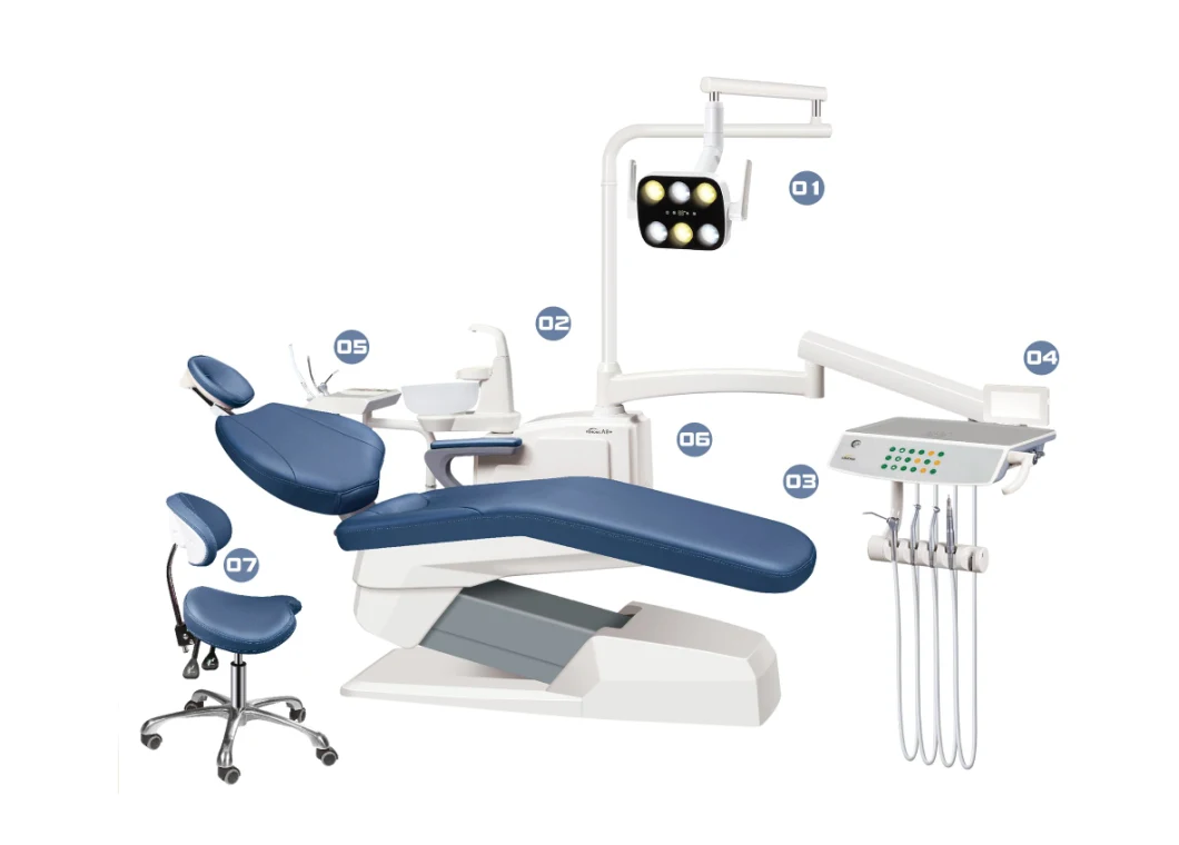 Ergonomic, Microfiber Leather, Sensor Oral Lamp and Ergonomics Model Dental Chair