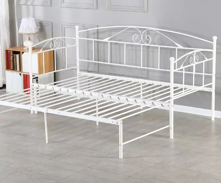 Antique White Decorative Single Metal Iron Daybed Folading Sofa Bed