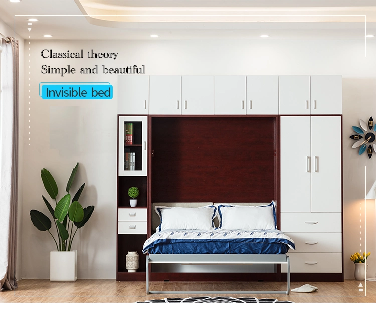 Modern Wall Bed Home Furniture Chinese Factory Customized Apartment High End Bedroom Furniture Set Vertical Lift Sofa Murphy Beds with Mattress