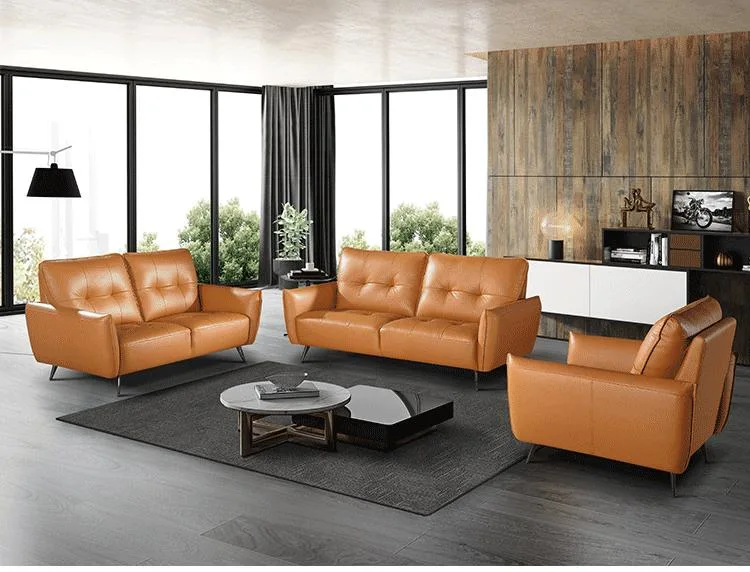 Divan Wholesale Modern Hotel Home Living Room Furniture Settee Wooden Couch Set Sectional Genuine Leather Sofa