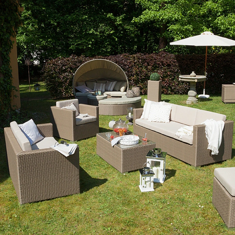 Rattan Outdoor Sofa with Canopy Wicker Sofa Rattan Garden Chairs Restaurant Pool Luxury Outdoor Garden Furniture