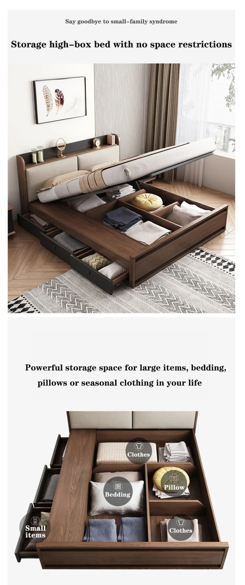 Modern Massage Folding Capsule Solid Wooden Home Bedroom Hotel Furniture Sofa Double King Bed