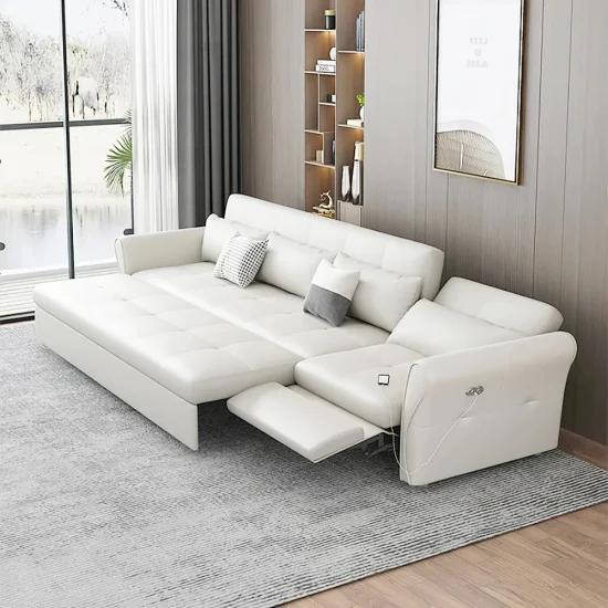 Modern 3 Seater Recliner Sofa Home Living Room Leather Divan Sofas Hotel Guest Room Furniture Multi Function Couch Sofa Bed