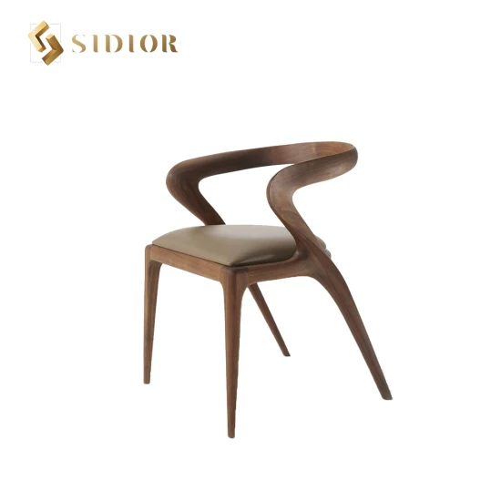 Sidior Modern High Foam with PU Leather Solid Wood Armrest Home Hotel Villa Restaurant Party Dining Chair SD55