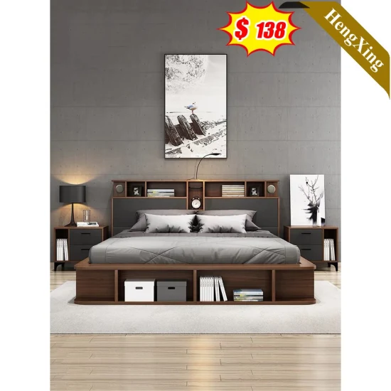 American Style Modern Home Hotel Bedroom Furniture Wooden Storage Bedroom Set Sofa Bed King Wall Bed (UL-22NR8058)