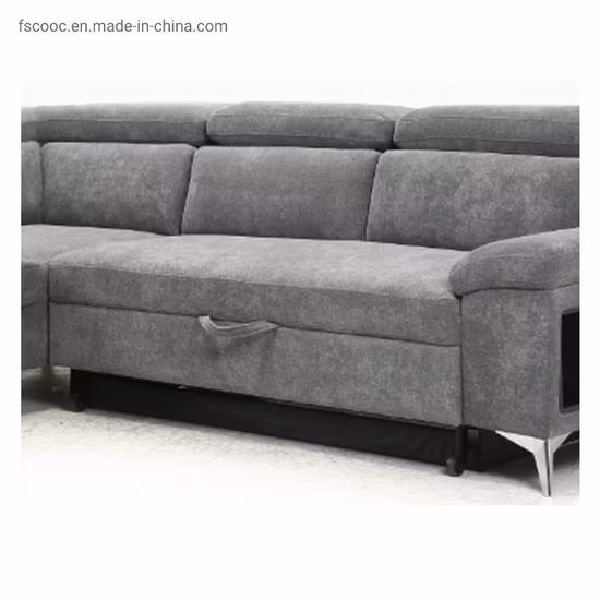 Modern Apartment Living Room Home Furniture Velvet Sleeper Sofa Cum Bed Corner Fabric Sectional Divan Sofa Bed