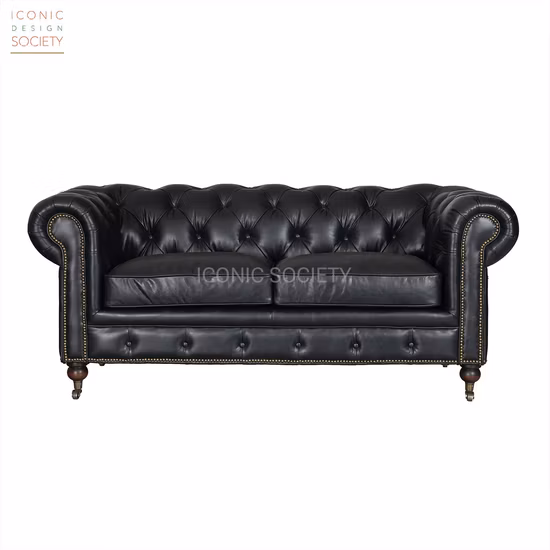 Luxury Living Room Hotel Home Furniture Office Couch Wooden Frame Antique Handmade Classic Style Chesterfield Genuine Leather Sofa